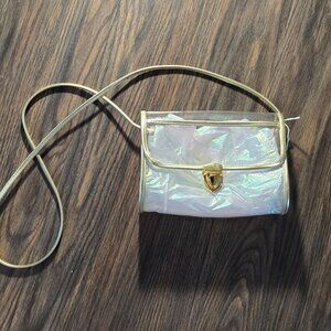 Transparent Vinyl Crossbody "Stadium" Bag w/ Gold Hardware and Straps NWOT